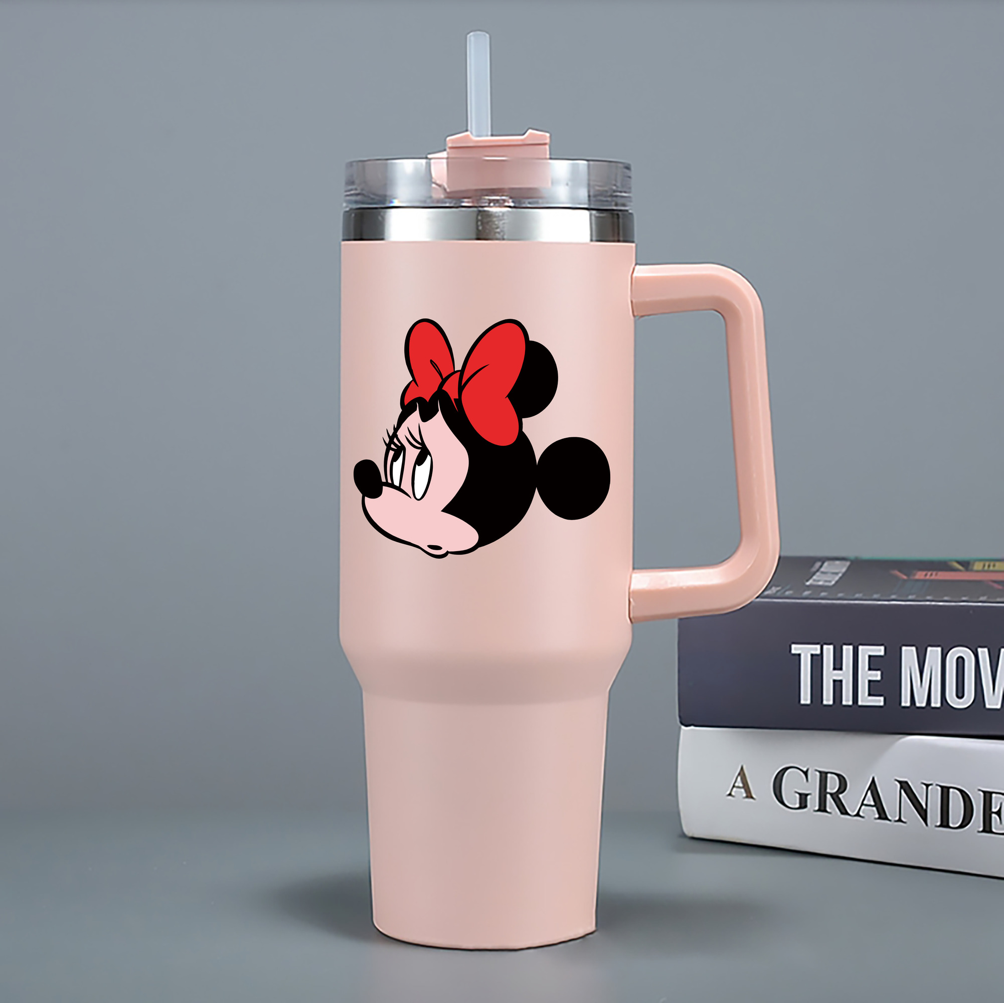 （画像用） ミッキーマウス Mickey Mouse 1200mL車用タンブラー - クリスタルステッカー（プラスチックストロー付き）